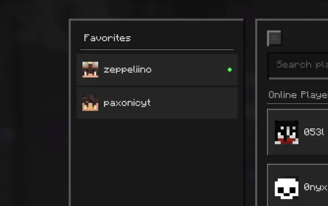 Favorites Sidebar – Pinned Players