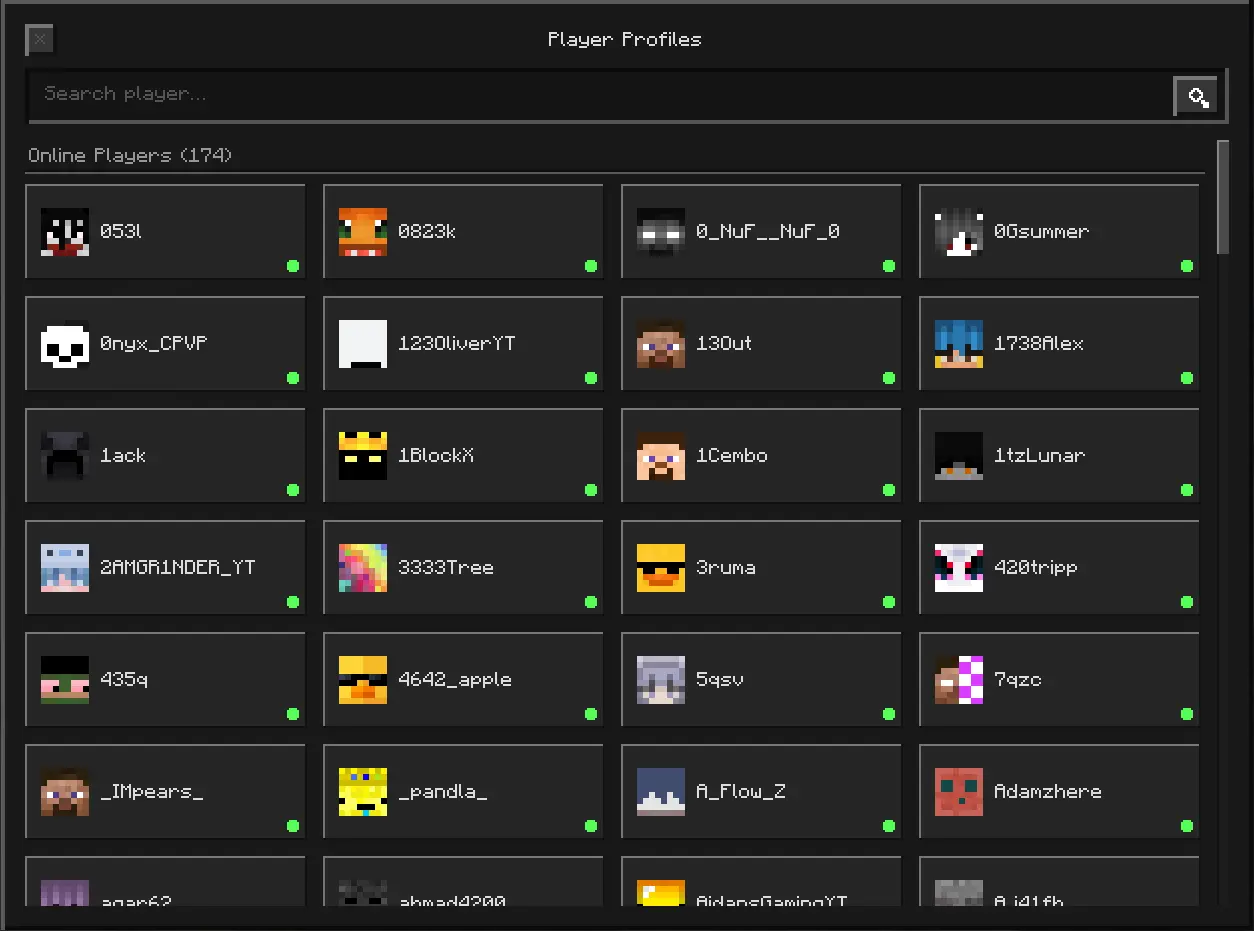 Live Server Roster – Online Players Grid