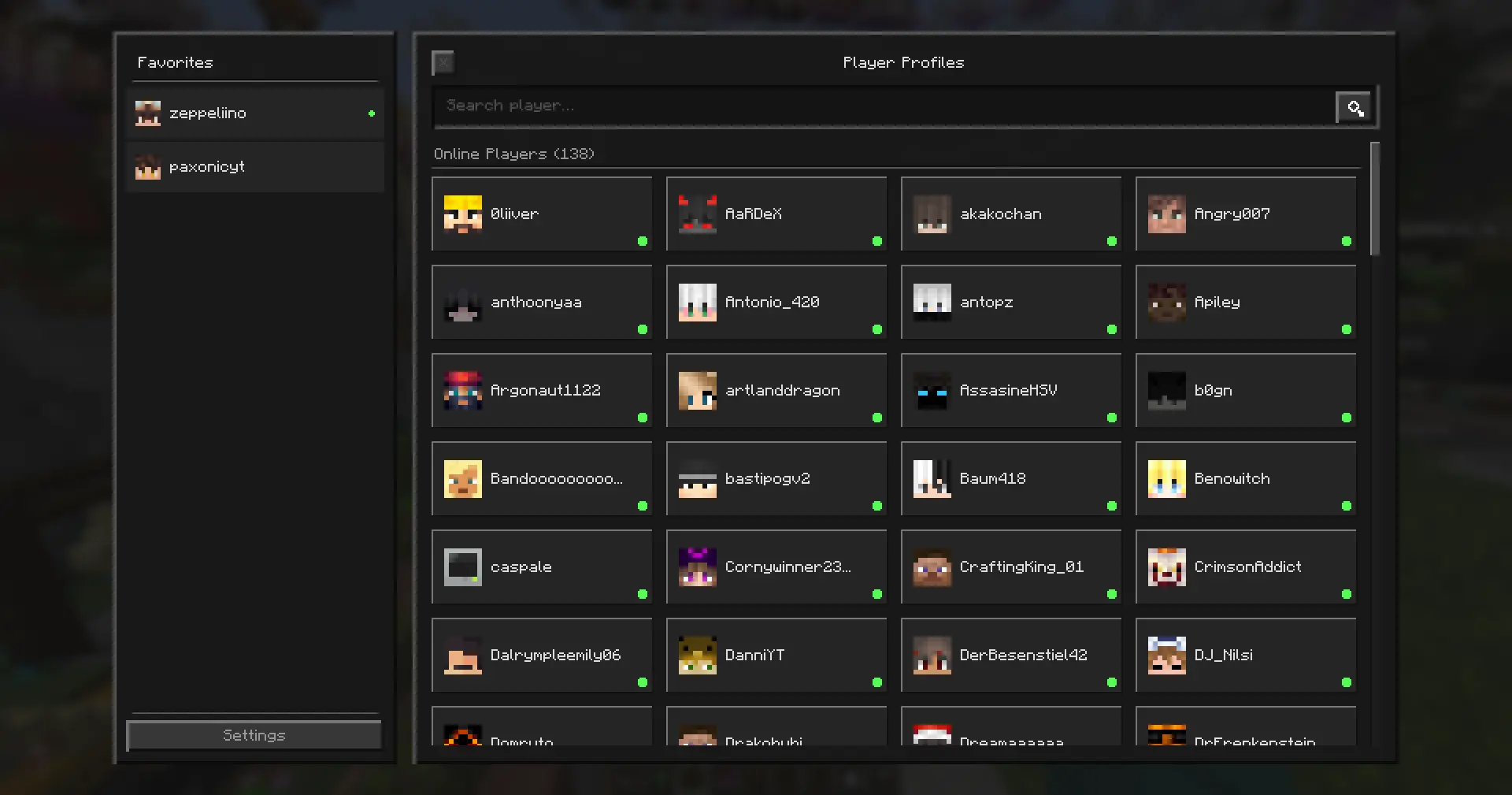dripleaf Mod – Player Profile UI in-game