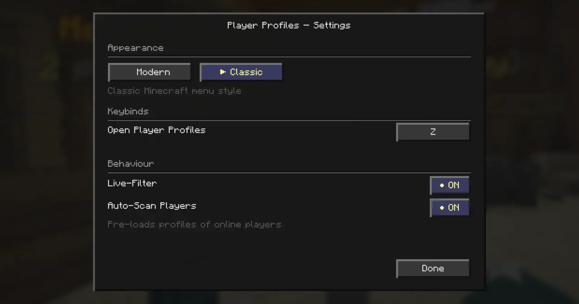 dripleaf Mod Settings Panel
